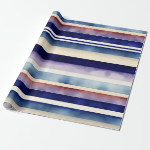 Populair Summer Navy Blue Boat Stripes Collectie Cadeaupapier