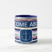 Populair Summer Navy Blue Boat Stripes Collectie Mok (Midden)