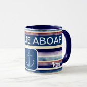 Populair Summer Navy Blue Boat Stripes Collectie Mok (Voorkant rechts)