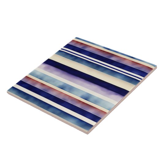 Populair Summer Navy Blue Boat Stripes Collectie Tegeltje (Zijkant)