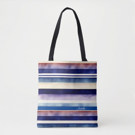 Populair Summer Navy Blue Boat Stripes Collectie Tote Bag (Voorkant)