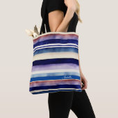 Populair Summer Navy Blue Boat Stripes Collectie Tote Bag (Dichtbij)