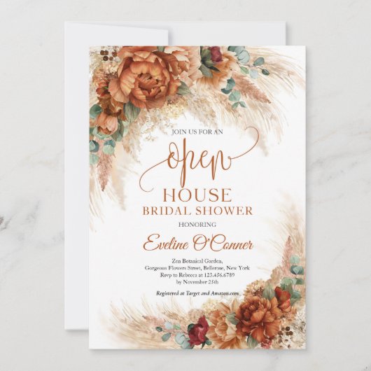 Populair terracotta pampasgras koper Open House Kaart (Voorkant)