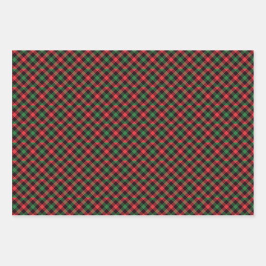 Populair Trendy Rood Groen Zwart Plaid Inpakpapier Vel (Voorkant)