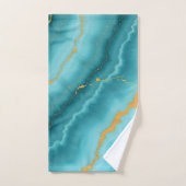 Populair Turquoise Blue Gold Marble Collectie Bad Handdoek (Handdoek)