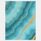 Populair Turquoise Blue Gold Marble Collectie Fleece Deken (Voorkant)