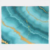 Populair Turquoise Blue Gold Marble Collectie Fleece Deken (Voorkant (Horizontaal))