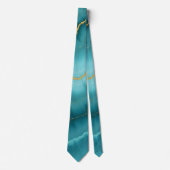 Populair Turquoise Blue Gold Marble Collectie Stropdas (Voorkant)