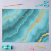 Populair Turquoise Blue Gold Marble Collectie Tissuepapier (Craft)