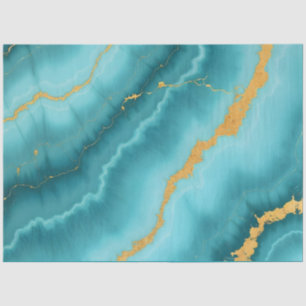 Populair Turquoise Blue Gold Marble Collectie Tissuepapier