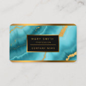 Populair Turquoise Blue Gold Marble Collectie Visitekaartje (Voorkant)