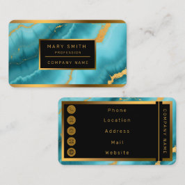 Populair Turquoise Blue Gold Marble Collectie Visitekaartje