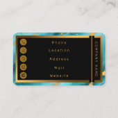 Populair Turquoise Blue Gold Marble Collectie Visitekaartje (Achterkant)