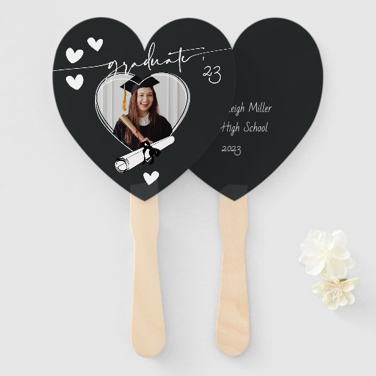 Populair UNIQUELY FRAMED Heart omgeven Handwaaier (Voorkant en achterkant)