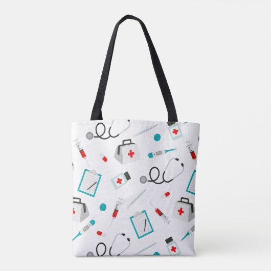 Populair Verpleegster patroon vrouwen leuke canvas Tote Bag (Achterkant)