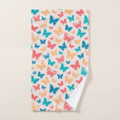 Populair Vlinderpatroon beige roze turquoise Bad Handdoek (Handdoek)