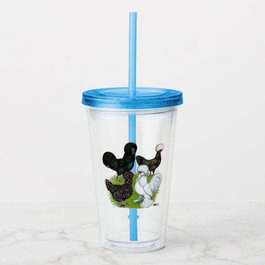 Populair witkuikenkwartet acryl drinkbeker (Voorkant)