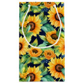 populair zonnebloem met opgerolde zonnebloem klein cadeauzakje (Achterkant)