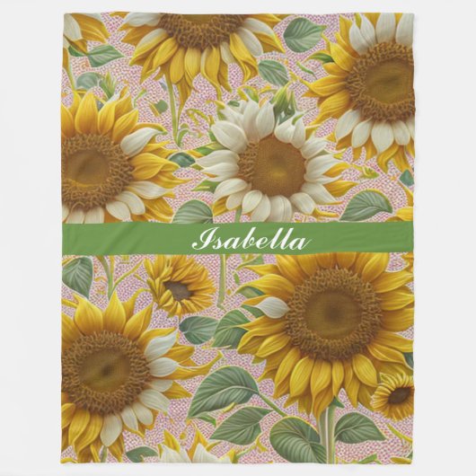 Populair zonnebloempel Collectie Fleece Deken (Voorkant)