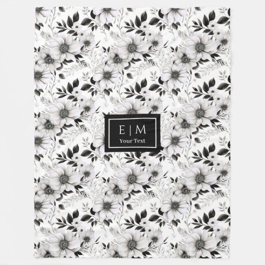Populair zwart-wit botanische deken cadeau (Voorkant)