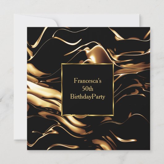 Populaire 50e verjaardag Gold Black uitnodiging (Achterkant)