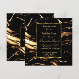 Populaire 50e verjaardag Gold Black uitnodiging