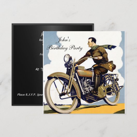 Populaire Art Deco motorfiets Kaart (Voorkant / Achterkant)