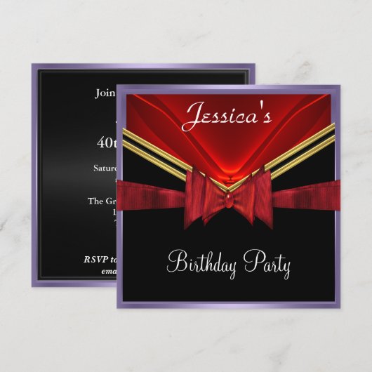 Populaire Black Red Party uitnodiging (Voorkant / Achterkant)