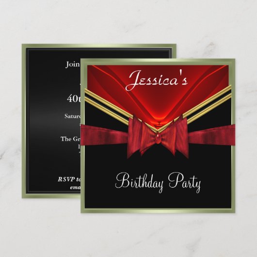 Populaire Black Red Party uitnodiging (Voorkant / Achterkant)