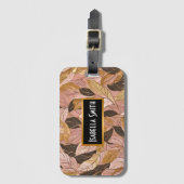 Populaire Blush Pink Gold Boho Leaves Collectie Bagagelabel (Voorkant (verticaal))