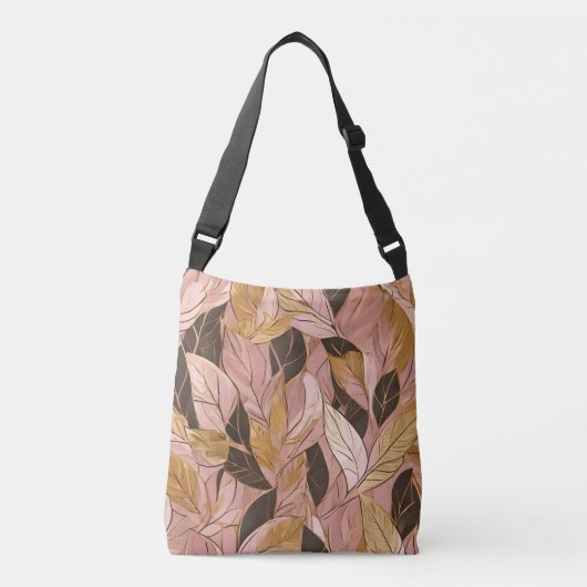 Populaire Blush Pink Gold Boho Leaves Collectie Crossbody Tas (Voorkant)