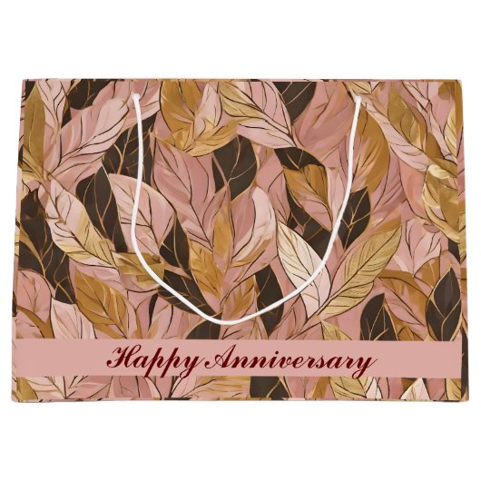 Populaire Blush Pink Gold Boho Leaves Collectie Groot Cadeauzakje (Voorkant)