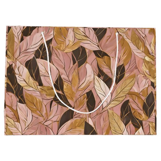 Populaire Blush Pink Gold Boho Leaves Collectie Groot Cadeauzakje (Achterkant)
