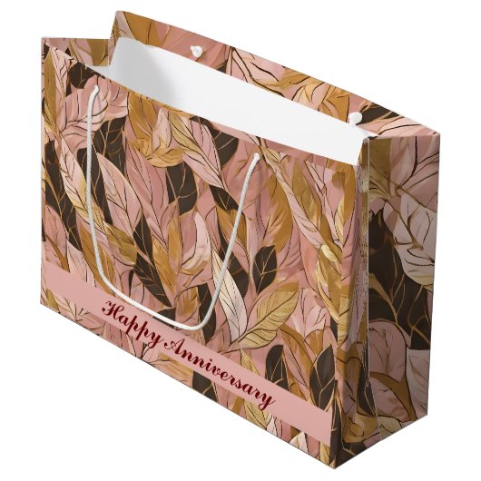 Populaire Blush Pink Gold Boho Leaves Collectie Groot Cadeauzakje (Voorkant Gekanteld)