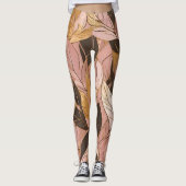 Populaire Blush Pink Gold Boho Leaves Collectie Leggings (Voorkant)