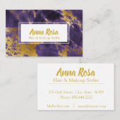 *~* Populaire Chic Gold Paars Girly Marble Makeup Visitekaartje (Voorkant / Achterkant)