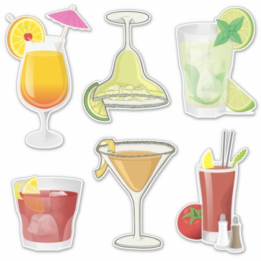 Populaire Cocktails Icon Set Stickers (Voorkant)