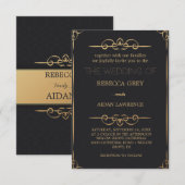 Populaire Elegant Zwart Goud Faux Folie Script Wed Kaart (Voorkant / Achterkant)