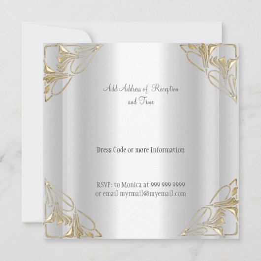 Populaire en legante Silver Wedding Uitnodiging (Achterkant)