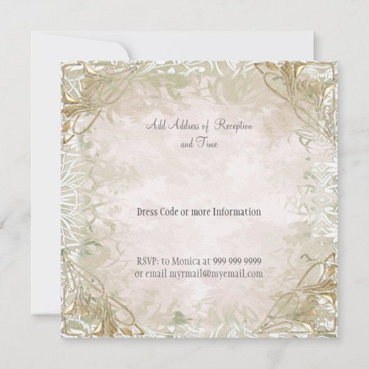 Populaire en legante uitnodiging voor gouden bruil (Achterkant)