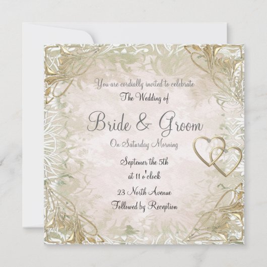 Populaire en legante uitnodiging voor gouden bruil (Voorkant)