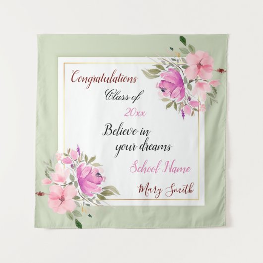 Populaire Floral past roze Paars aan Wandkleed (Voorkant)