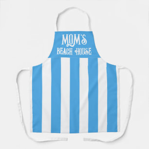 Populaire gepersonaliseerde blauwe en witte brede  schort