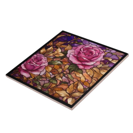 Populaire Glas in lood Rozen Elegant Collectie Tegeltje (Zijkant)