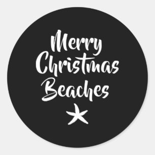 Populaire Grappige Vrolijke Kerststranden Zeesterr Ronde Sticker