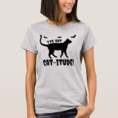 Populaire Grey Ik heb Cat-itude Halloween T-Shirt (Voorkant)