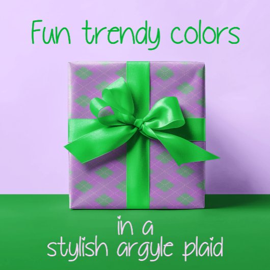 Populaire Groene Paarse Plaid Kerst Cadeaupapier