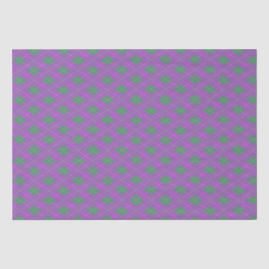Populaire Groene Paarse Plaid Kerst Tissuepapier (Voorkant)