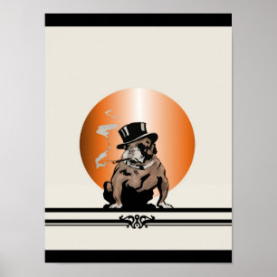 Populaire hond van de Dog met Cigar en top Hat Poster