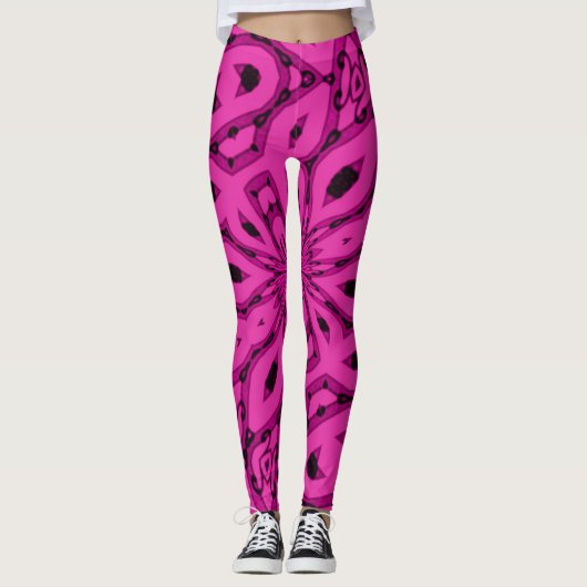 Populaire Hot Pink Star Rave Party Leggings (Voorkant)